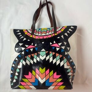 Mara Hoffman Swim Aztec Geometric Print Tote Bag Beach Travel Open Top